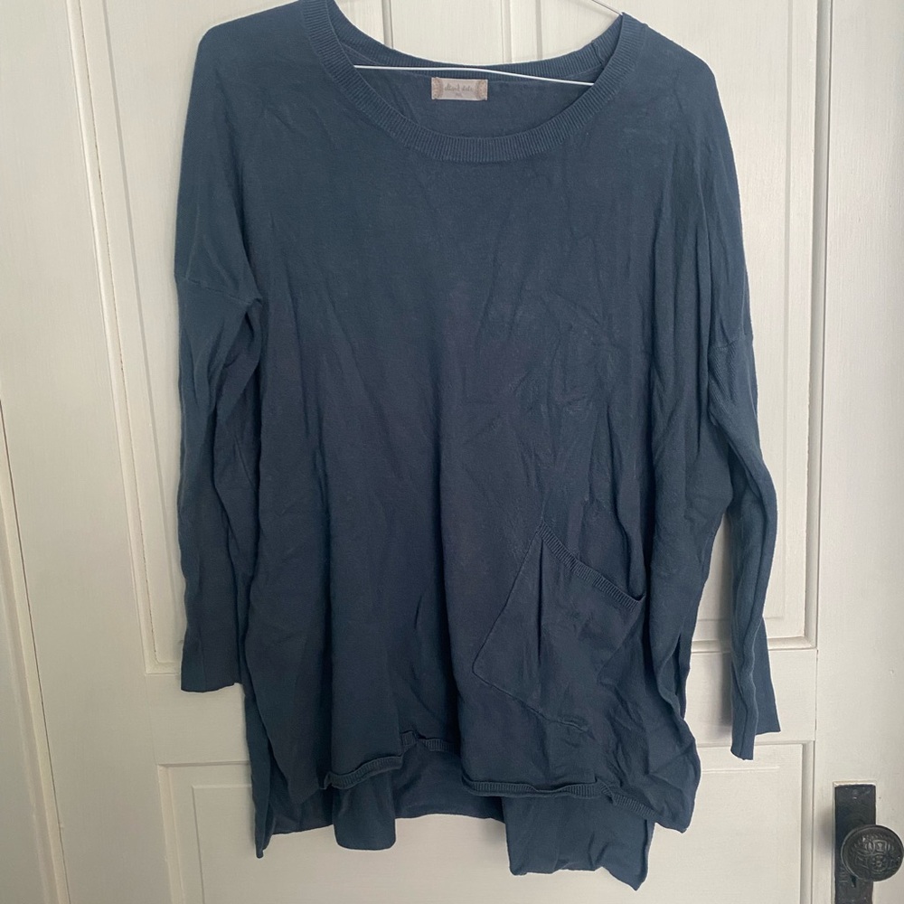 Altar'd State Washed Slate Blue Long Sleeve Pocket Pullover